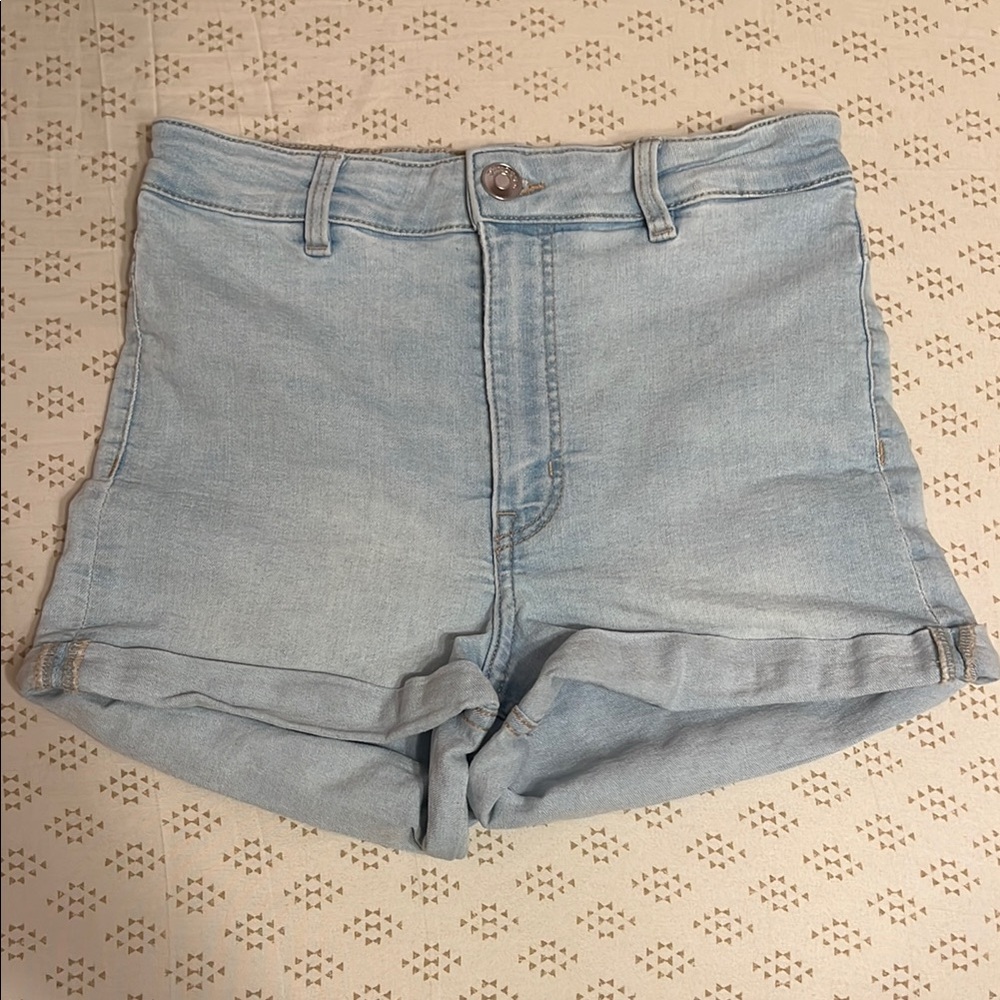 High Waisted Light Blue Denim Women Shorts